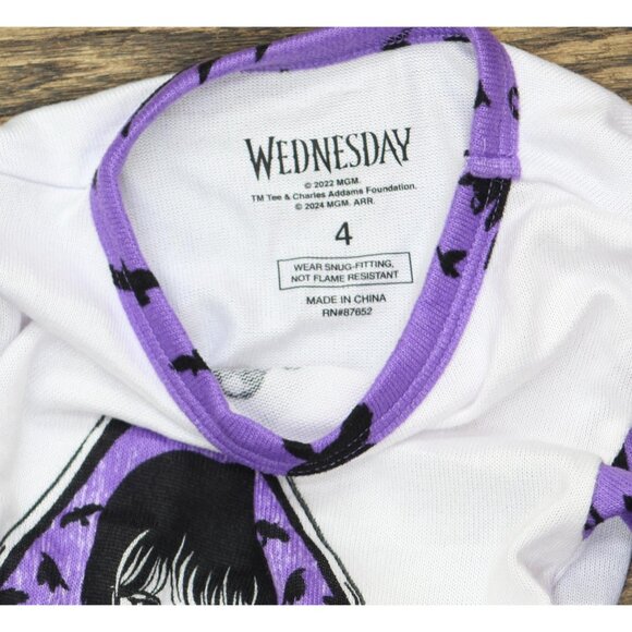 NWT Wednesday Girls Adams Family 2-pc Tight Fit Pajama Set 90311228 Purple 4 - Picture 8 of 9
